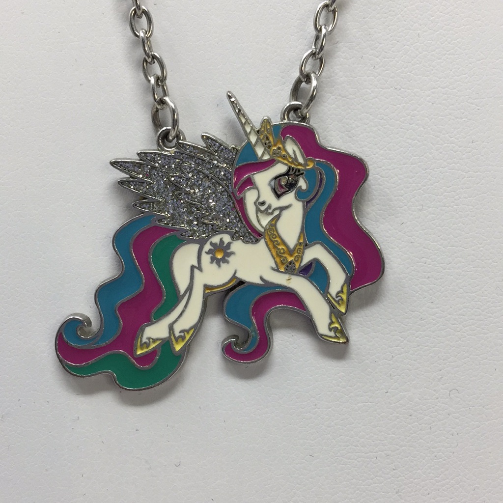 Unicorn Necklace Hasbro 2015 Silver Tone Enamel
